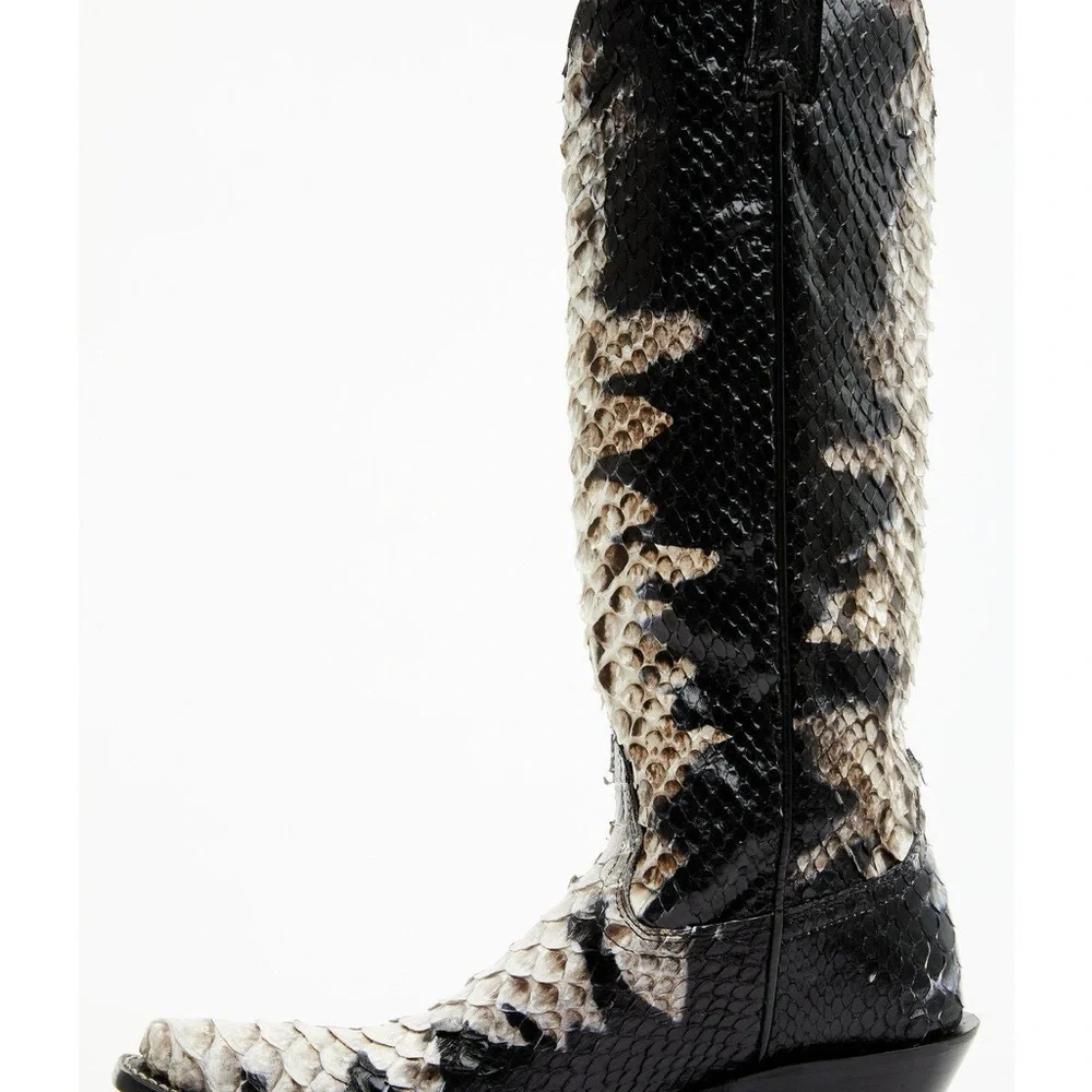 Idyllwind Black and White Python-Print Over-the-Knee Boot